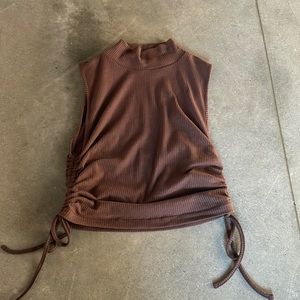 Zara Brown Mock-neck Tank Top